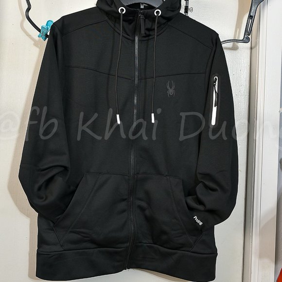 Spyder Men Active Hooded Full Zip Jacket, BLACK ,‎ Size select - Picture 4 of 8